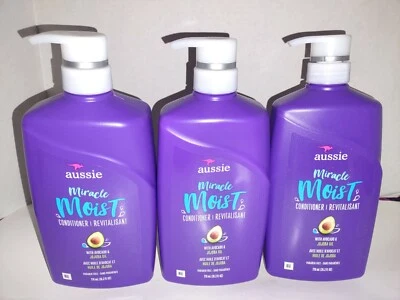 3 Bottles Aussie Paraben-free Miracle Moist Conditioner w/Avacado Jojoba 26.2 oz - Image 1 of 4