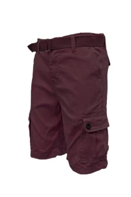 Mens Cargo Shorts Belted Stretch Flat Front Pockets Washed Lounge 28 30 32 34 36 - Image 1 of 4