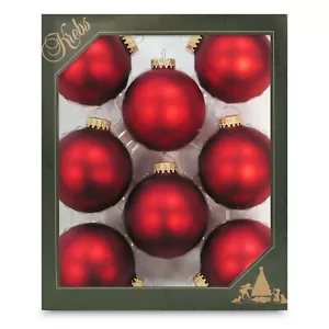 Krebs Glas Lauscha Weihnachtskugeln Rot matt 8 Stück/Set, Ø 7 cm Baumkugeln - Bild 1 von 2