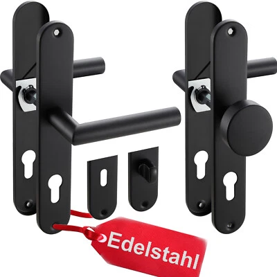 Türklinke Schwarz Langschild Garnitur Türbeschlag Türdrücker Türgriff Edelstahl - Bild 1 von 3