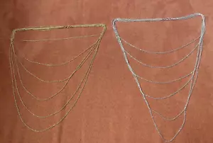 Collares de 24" vintage en capas (juego de 2) una cadena de 6 hilos de oro y una de plata - Imagen 1 de 5