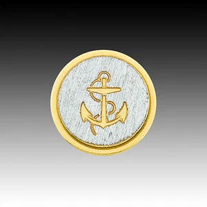 Vintage Button Made in Italy Metal Gold & Gray Anchor 20mm 40002018 - Picture 1 of 1