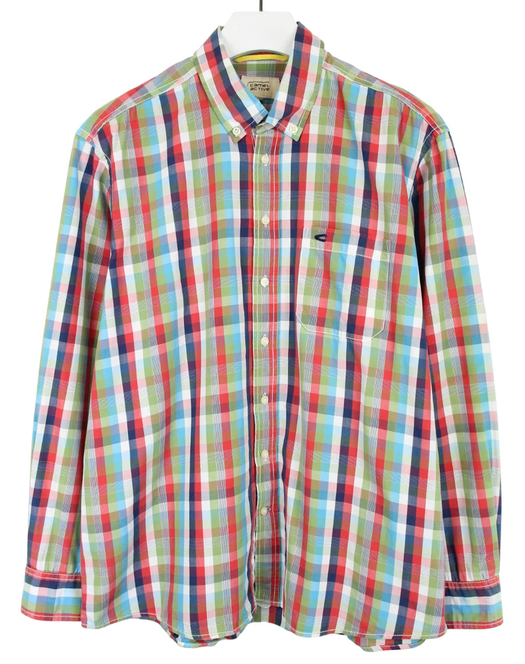 CAMEL ACTIVE Camisa Para Hombre XL Multicolor A Cuadros Con Cuello Botón Logo - Imagen 1 de 4