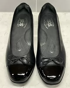 SAS Tripad Comfort Coco Black Ballet Flats Cap Toe Patent Leather Womens Sz 7M - Picture 1 of 12