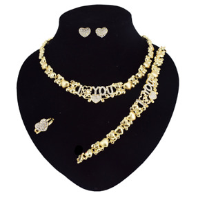 Hugs Kisses I Love You Teddy Bear XH 18k Gold Necklace Bracelet Ring Earrings 36