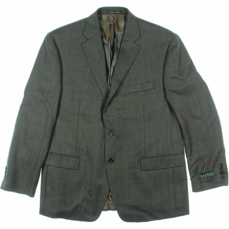 Mens Lauren Ralph Lauren Light Olive Wool Notch Collar Blazer Sportcoat AU46