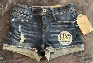 True Craft Distressed Stretch Denim Blue Shorts, Girls' Size 12 NWT NEW - Picture 1 of 20