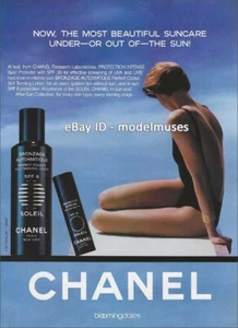 vintage CHANEL Beauty 1-Page Magazine PRINT AD 1991 beautiful woman in swimsuit - Picture 1 of 1