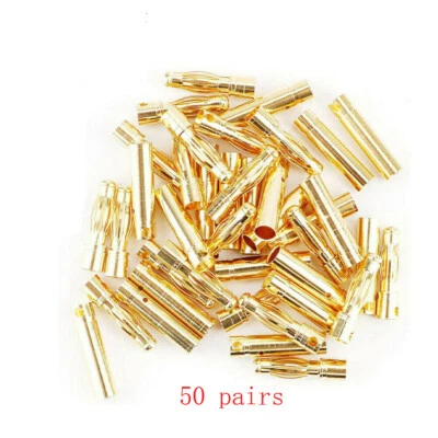 100Pcs 4.0mm 4mm RC Battery Gold-plated Bullet Connector Male Female Banana Plug - Image 1 of 4