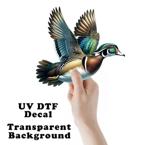 Flying Mallard Duck UV DTF Transparent Sticker / Decal - Picture 1 of 7