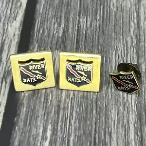 River Rats Vietnam Era Military, Cufflinks & Tie Tack Lapel Pin Set - Picture 1 of 3