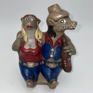 Vintage Lone Star Beer Advertisement Two Step Dancing Armadillo Couple - Picture 1 of 14