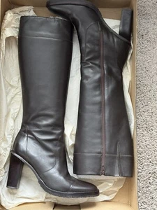 Colin Stuart Victoria Secret Leather Knee High Boots Chocolate 7M - Picture 1 of 13
