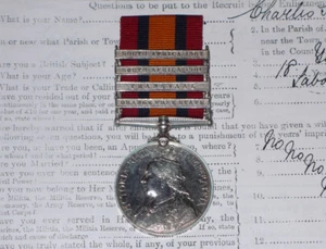 QSA MEDAL 4 CLASPS TO 3rd DRAGOON GUARDS + Service Papers - Picture 1 of 3