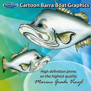 Cartoon Barra Graphics - set of 500mm Boat Graphics - Picture 1 of 4