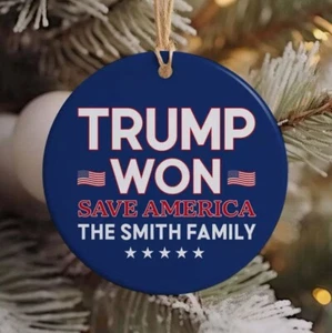 Trump Won Save America, Personalized Ornaments, Trump Ornament, Election 2024 - Picture 1 of 3