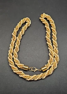 KUNSTPERLEN GOLDFARBENE HALSKETTE TWIST VINTAGE SCHMUCK - Bild 1 von 9
