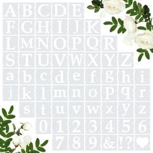 65 Pcs 4 Inch Plastic Painting Stencils Reusable Letters Numbers and Symbols Ste - Picture 1 of 12