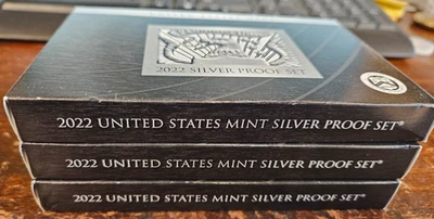 3 2022 S sets United States Mint Silver Proof Set w Box & COA (10 Coin Set) - Image 1 of 4