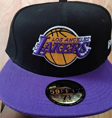 New Era Los Angeles Lakers 2 Tone 59FIFTY Fitted Hat Cap Black Purple Size 7 1/2 - Image 1 of 2