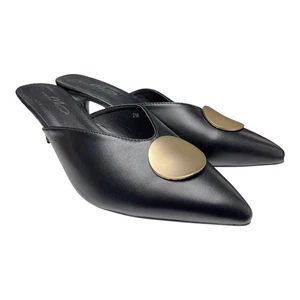 Midnight Velvet Women's Size 9M Black Slip On Heels Gold Accent 2" Heels - Picture 1 of 6