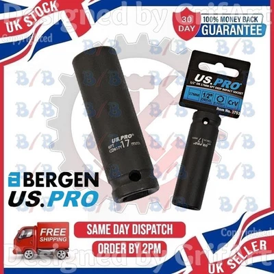 17MM 1/2" DRIVE 6PT 6 POINT SINGLE CR-V DEEP IMPACT HEX SOCKET WRENCH LONG REACH - Image 1 of 4