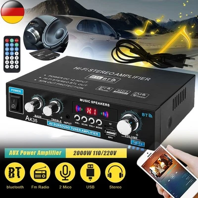 Bluetooth Mini Verstärker HiFi Power Audio Stereo Bass AMP USB MP3 FM Endstufe - Bild 1 von 4