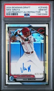 2024 BOWMAN DRAFT CHROME PROSPECT 1ST AUTO REFRACTOR MIKE SIROTA 410/499 PSA 10 - Picture 1 of 3