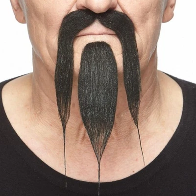 Conjunto de accesorios de disfraz de barba y bigote negro chino largo para adulto Foto 1 de 4