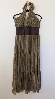 Maxi Vestido Halter Jonathan Martin Talla 14 Niveles Vintage Años 90 Y2K Boho Hippie  Foto 1 de 4