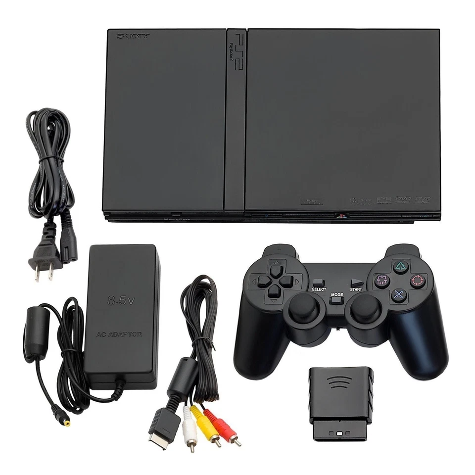 Guaranteed PlayStation 2 PS2 Console Slim Black + Wireless Controllers + USA - Image 1 of 1