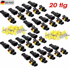20 Set 2-polig Superseal Stecker Steckverbindung Wasserdicht Auto KFZ Boot - Bild 1 von 6