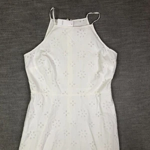 New! Ann Taylor LOFT White Cotton Eyelet Dress Size 6 Lined Sleeveless Halter - Picture 1 of 10