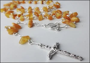 Butterscotch Genuine Baltic Amber Catholic Rosary - Picture 1 of 5