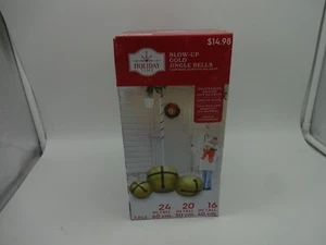 Campanas inflables de Navidad con jingle doradas de voladura 24" tiempo de vacaciones interior/exterior IJ - Imagen 1 de 5