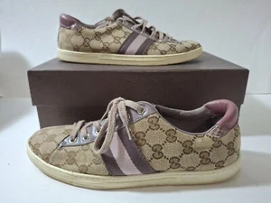 Gucci Vintage Braun Monogram Guccissima Sneaker 37,5 IT Lacklederbesatz - Bild 1 von 13