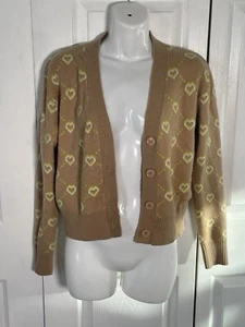Women's Witty Fox Heart Cropped Cardigan Sweater Size S Cozy Fall - Picture 1 of 8