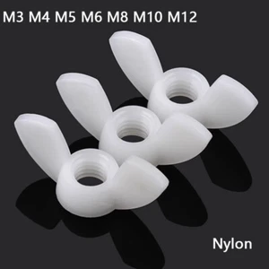 M3 M4 M5 M6 M8 M10 M12 Nylon Butterfly Wing Nut White Plastic Wing Nut Grade 4.8 - Picture 1 of 7