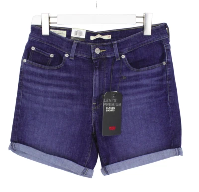 LEVI's Classic Premium Big E Shorts Women's W28 Denim Stretch Zip Fee Blue - Image 1 of 4