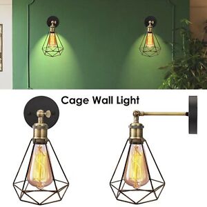 Vintage Retro Industrial Cage Wall Sconce Rustic Light Porch Lamp E27 Wall Light