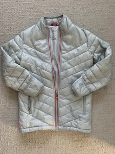 Tesla Corporate Silver Childs Puffer / Puffy Hooded Jacket Unisex Size 12 Kids - Picture 1 of 11