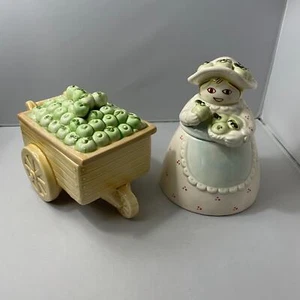 2 Vintage Fitz & Floyd Bonboniere, Village Green Apple Annie, Apple Cart - Bild 1 von 11