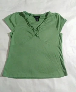 Green  blouse top shirt rafaella polyester rayon v neck - Picture 1 of 10