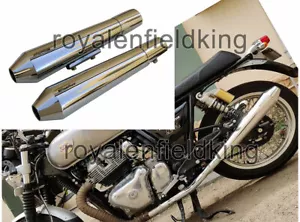 Fit For Royal Enfield GT & Interceptor 650 Short Exhaust Silencer Polished - Imagen 1 de 6