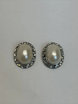 Vintage Bluette Shoe Clips Rhinestone Pearl Made in France Retro Formal Fashion Foto 1 de 4