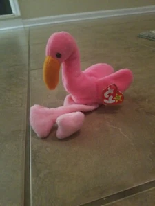 Ty Beanie Baby Pinky the Flamingo DOB February 13, 1995 MWMT - Picture 1 of 1