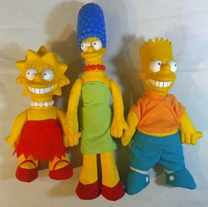 The Simpsons Family - LOT OF 3 Burger King 1990 Plush Dolls - Marge Bart Lisa - Picture 1 of 2