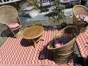 2 X 1970s Wicker Peacock Chairs - Picture 1 of 6