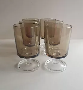 6 X Vintage Cristal D'arques Smoke Grey Luminarc Cavalier Wine / Juice Glasses - Picture 1 of 5
