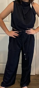 Women's 2 Piece Pant Set Dark Navy Blue Size S - A0187 - Picture 1 of 12